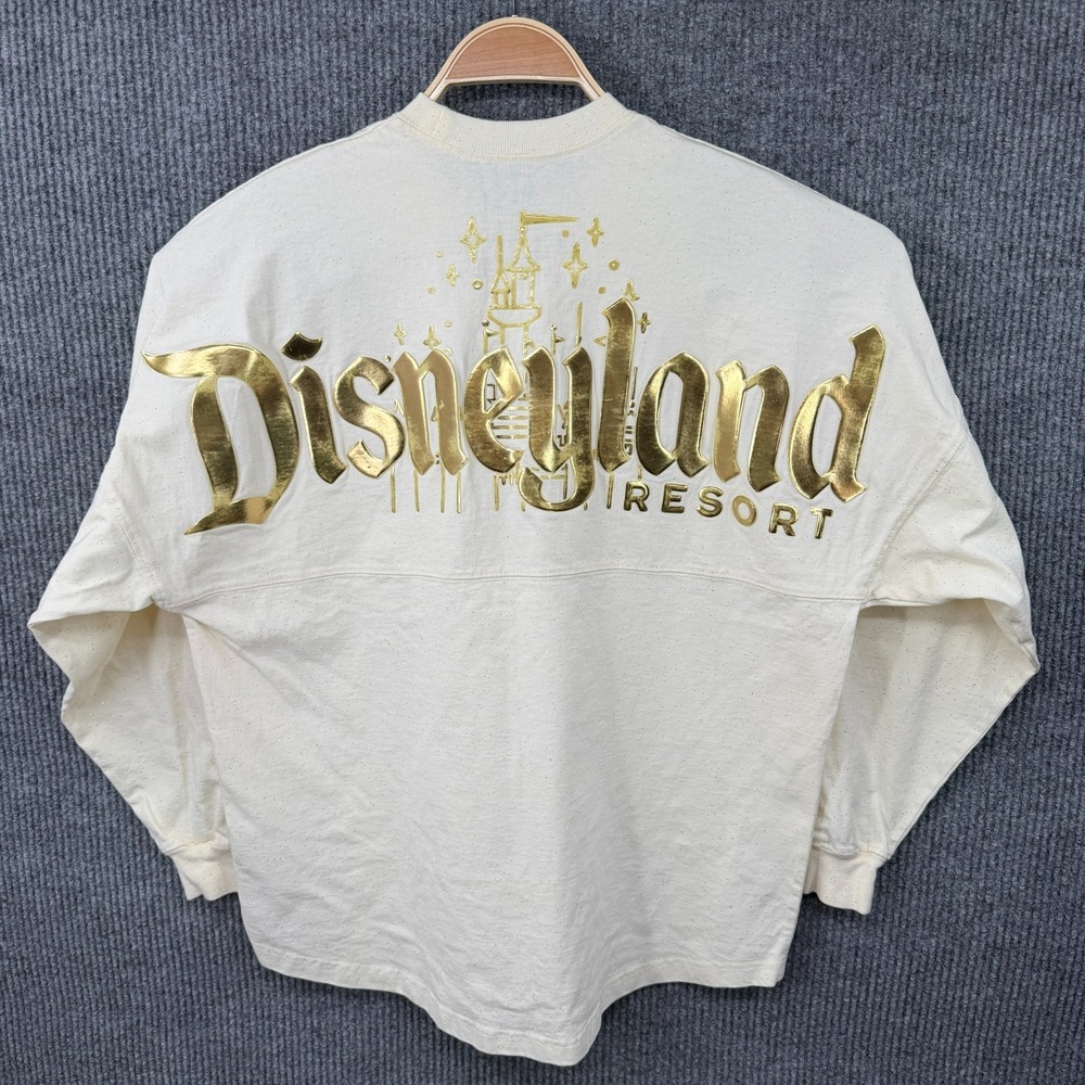 Disneyland Resort Cream and Gold Glitter Logo Spirit Jersey Medium Oversized